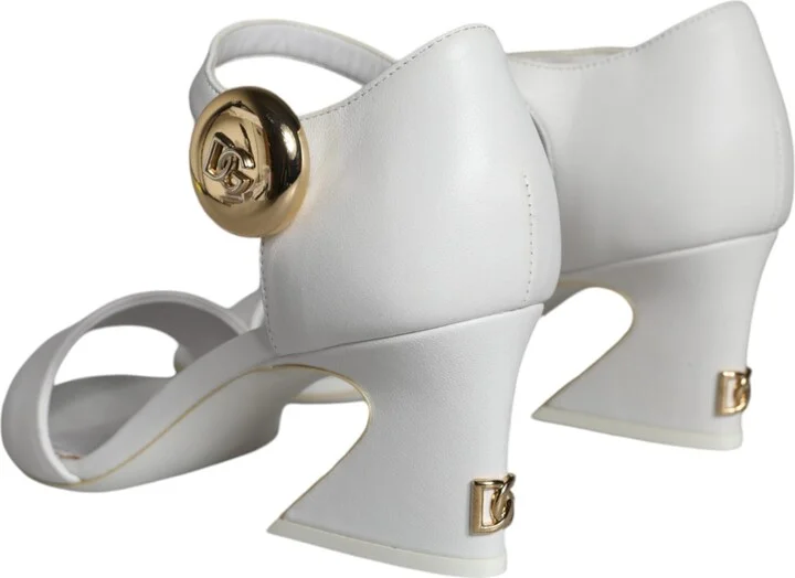White Leather Heels Keira Sandals Women's Shoes - Image 4