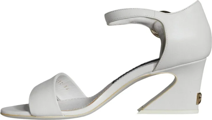 White Leather Heels Keira Sandals Women's Shoes - Image 5