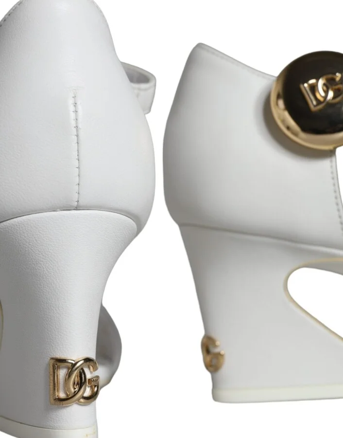 White Leather Heels Keira Sandals Women's Shoes - Image 6