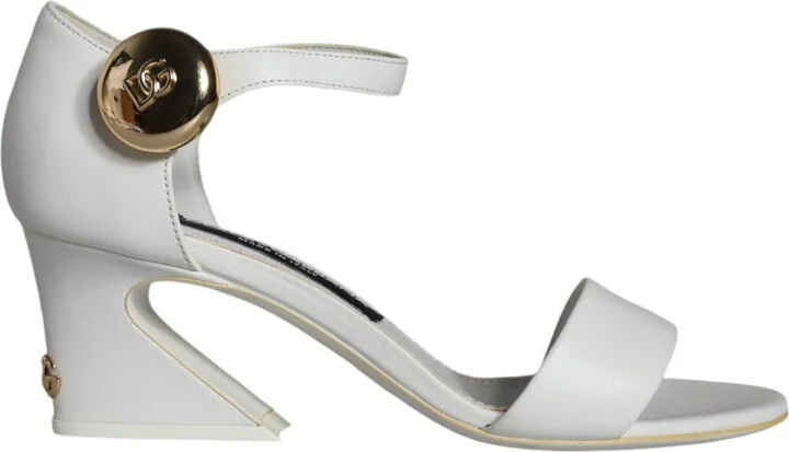 White Leather Heels Keira Sandals Women's Shoes