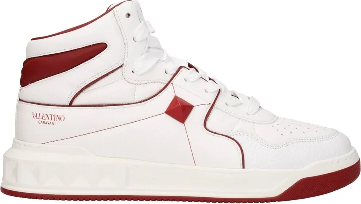 White Leather High Men's Tops