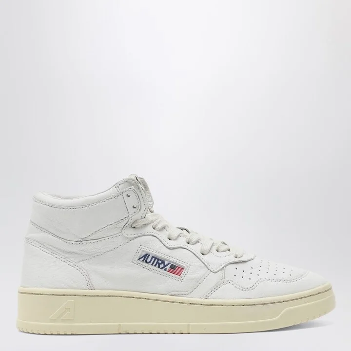 White leather high-top sneakers