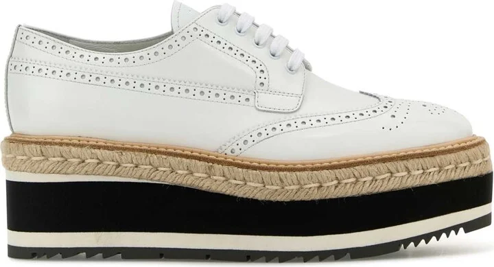 White Leather Lace-up Shoes