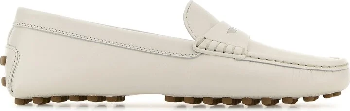 White leather loafers