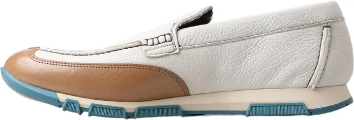 White Leather Loafers Moccasins Men's Shoes - Image 2