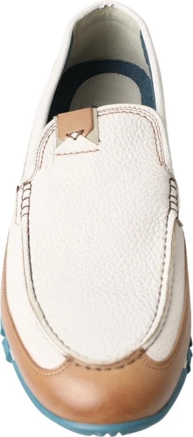 White Leather Loafers Moccasins Men's Shoes - Image 4