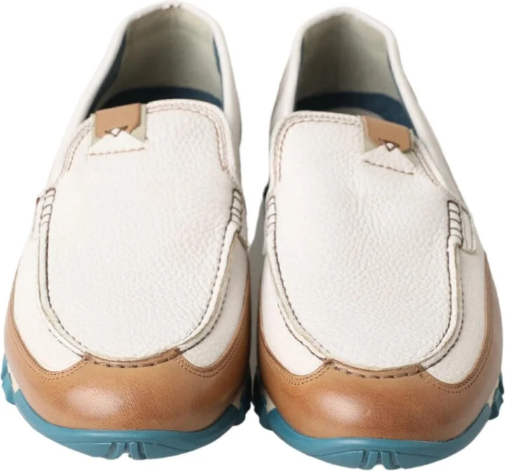 White Leather Loafers Moccasins Men's Shoes - Image 5