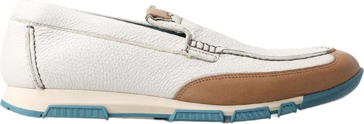 White Leather Loafers Moccasins Men's Shoes