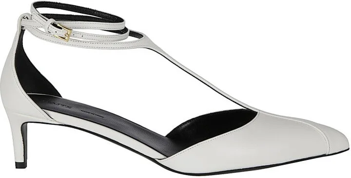 White Leather Low Heel Sandal
