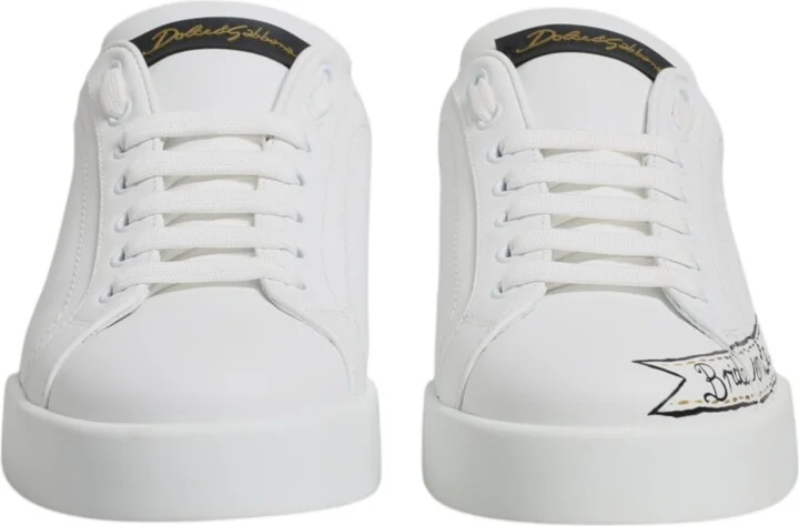 White Leather Low Top Lace Up Sneakers Men's Shoes (Pre-Owned) - Image 2