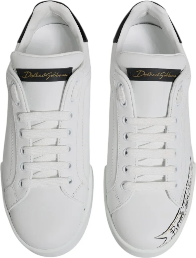 White Leather Low Top Lace Up Sneakers Men's Shoes (Pre-Owned) - Image 3