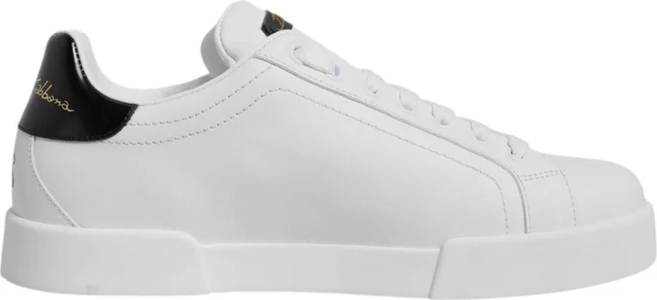 White Leather Low Top Lace Up Sneakers Men's Shoes (Pre-Owned)