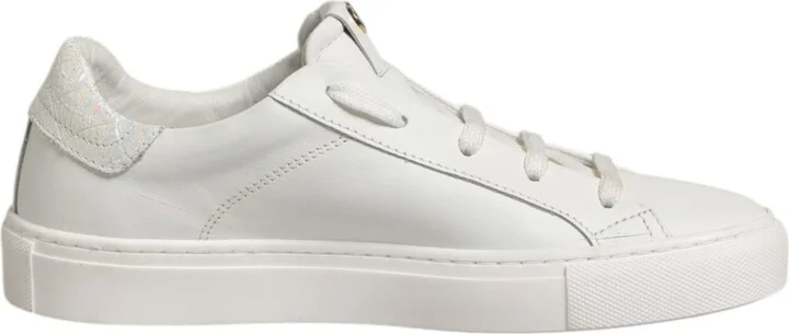 White Leather Low Top Lace Up Sneakers Women's Shoes (Pre-Owned)