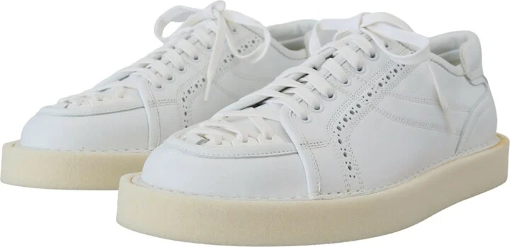 White Leather Low Top Oxford Sneakers Casual Men's Shoes - Image 2