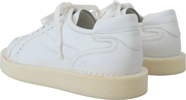 White Leather Low Top Oxford Sneakers Casual Men's Shoes - Image 3