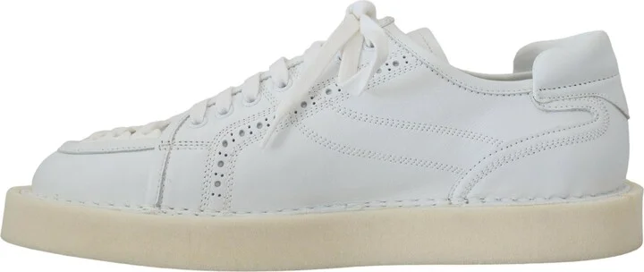 White Leather Low Top Oxford Sneakers Casual Men's Shoes - Image 4
