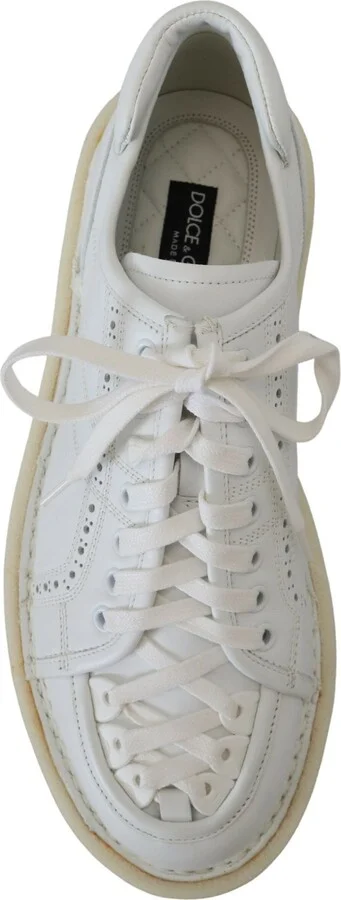 White Leather Low Top Oxford Sneakers Casual Men's Shoes - Image 6