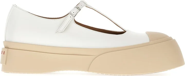 White Leather Mary Ballerinas