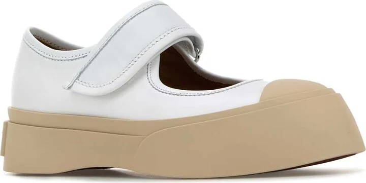 White Leather Mary Jane Sneakers - Image 2