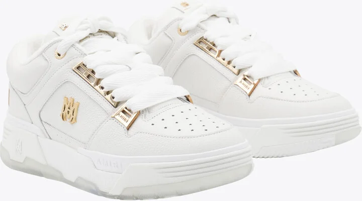 White Leather Metallic Ma-1 Sneakers - Image 2