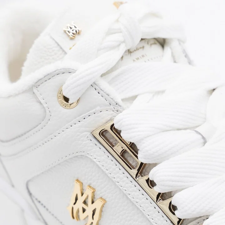 White Leather Metallic Ma-1 Sneakers - Image 4