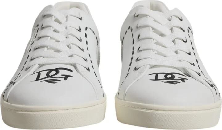 White Leather Milano Low Top Sneakers Men's Shoes - Image 2