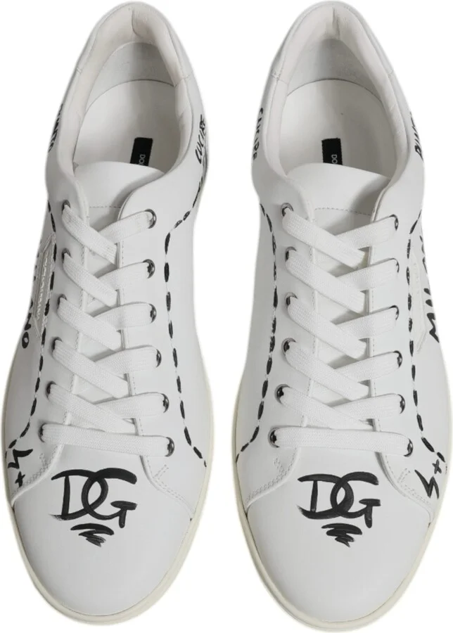 White Leather Milano Low Top Sneakers Men's Shoes - Image 3