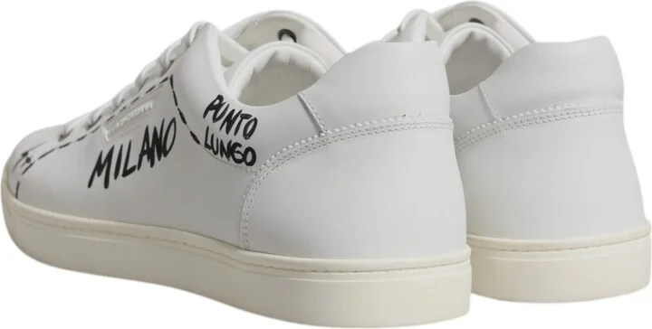 White Leather Milano Low Top Sneakers Men's Shoes - Image 5