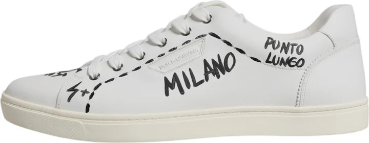 White Leather Milano Low Top Sneakers Men's Shoes - Image 6