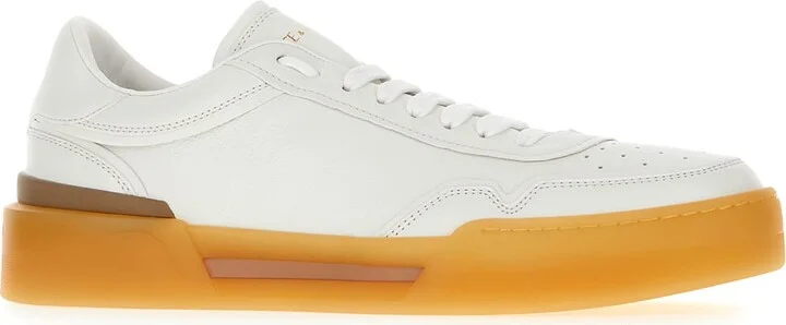 White Leather New Roma Sneakers - Image 2