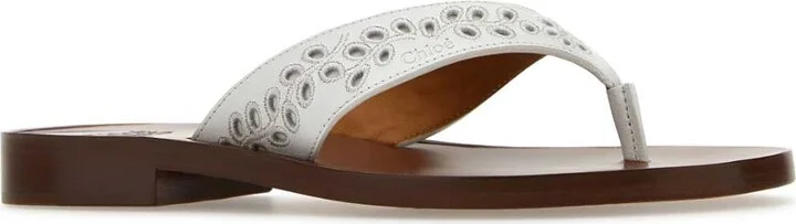 White Leather Paz Chloã© X Eres Thong Slippers - Image 2