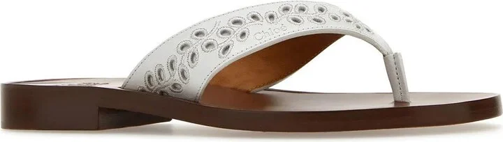 White Leather Paz Chloé X Eres Thong Slippers - Image 2