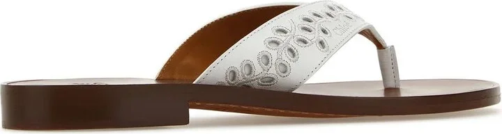 White Leather Paz Chloé X Eres Thong Slippers - Image 3