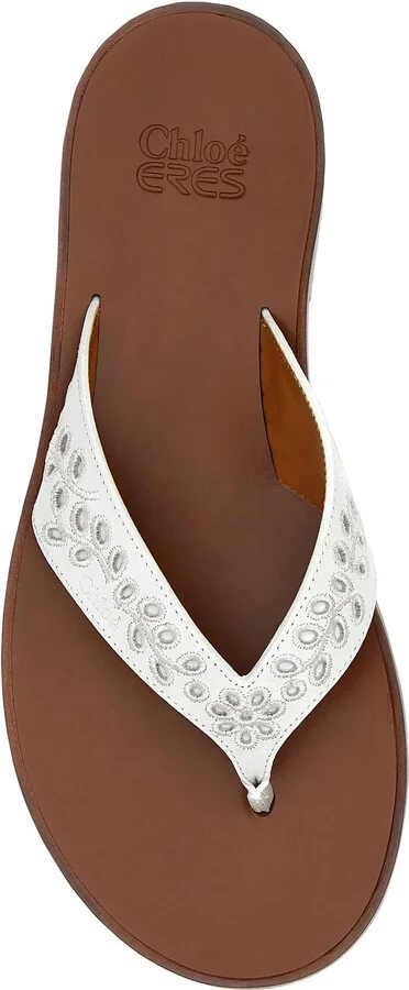 White Leather Paz Chloé X Eres Thong Slippers - Image 4
