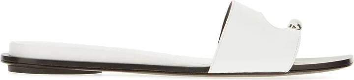 White Leather Pierced Thong Sandals