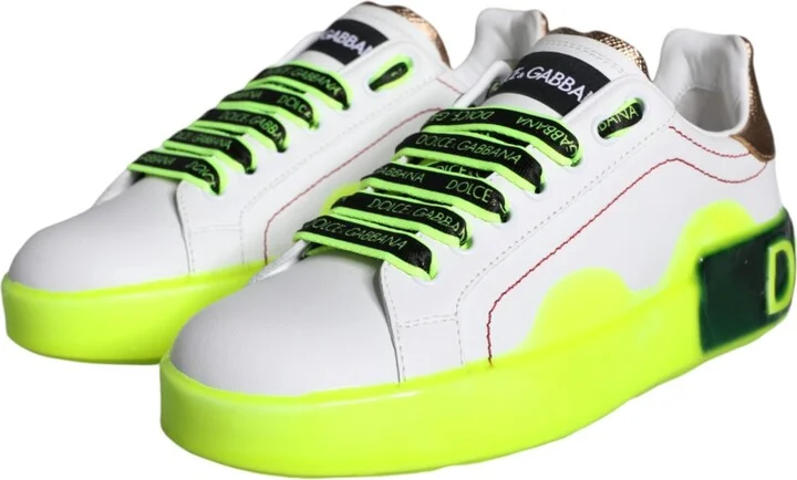 White Leather Portofino Low Top Sneakers Women's Shoes - Image 3