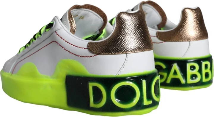 White Leather Portofino Low Top Sneakers Women's Shoes - Image 4