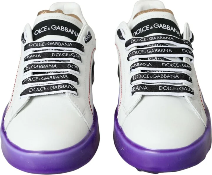 White Leather Portofino Low Top Sneakers Women's Shoes - Image 2