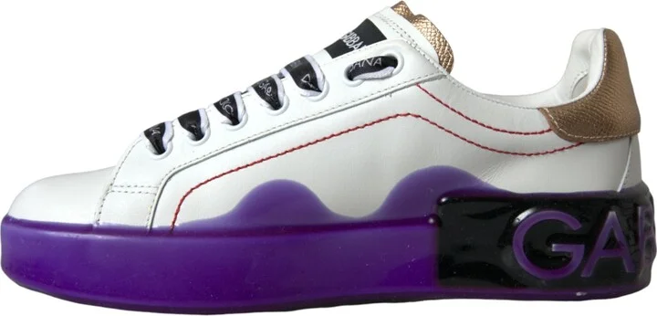 White Leather Portofino Low Top Sneakers Women's Shoes - Image 6