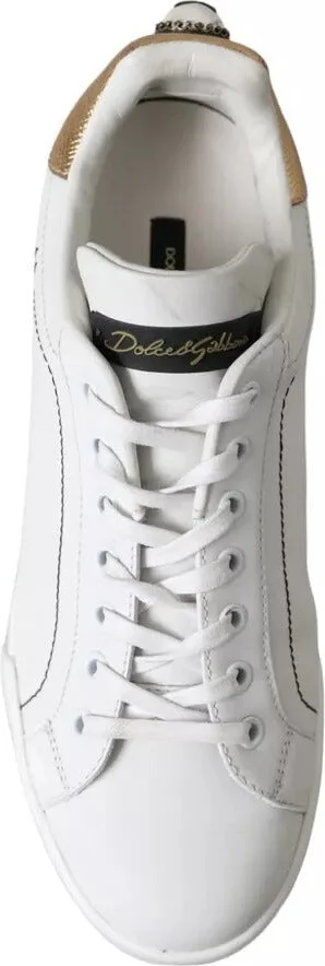 White Leather Portofino Low Top Sneakers Women's Shoes (Pre-Owned) - Image 2