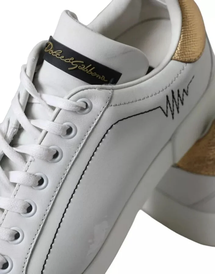 White Leather Portofino Low Top Sneakers Women's Shoes (Pre-Owned) - Image 3