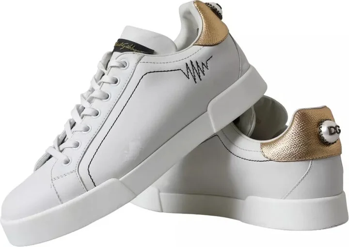 White Leather Portofino Low Top Sneakers Women's Shoes (Pre-Owned) - Image 5