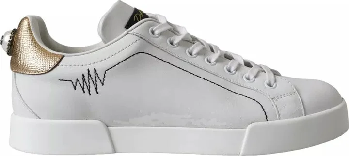 White Leather Portofino Low Top Sneakers Women's Shoes (Pre-Owned)