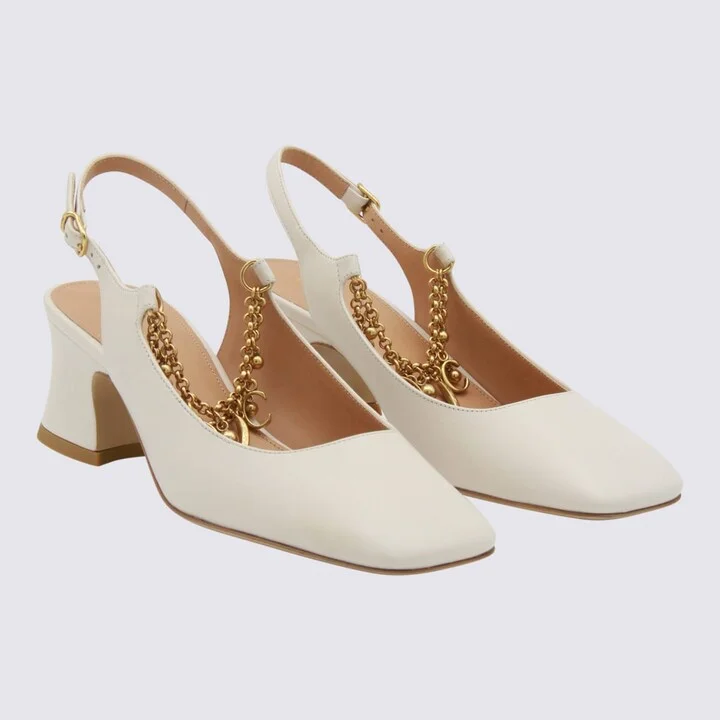 White Leather Pumps - Image 2