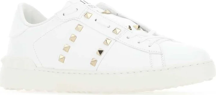 White Leather Rockstud Untitled Sneakers - Image 2