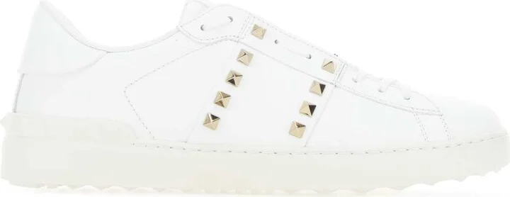 White Leather Rockstud Untitled Sneakers
