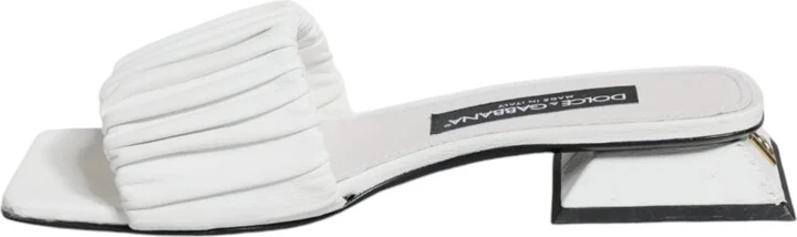 White Leather Slides Flats Sandals Women's Shoes (Pre-Owned) - Image 6