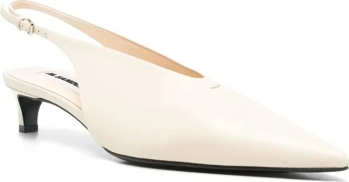 White Leather Slingback Pumps - Image 2