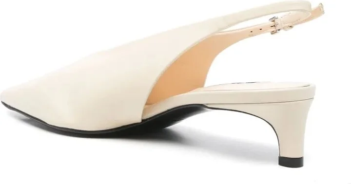 White Leather Slingback Pumps - Image 3