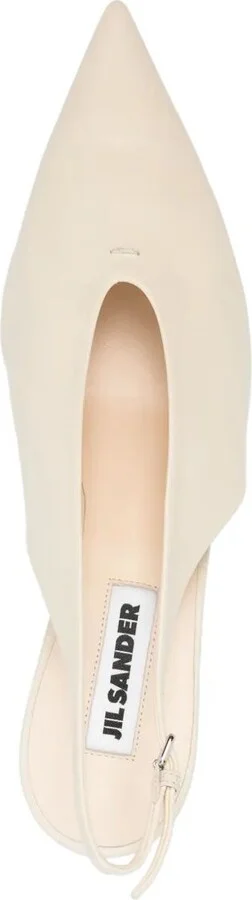 White Leather Slingback Pumps - Image 4